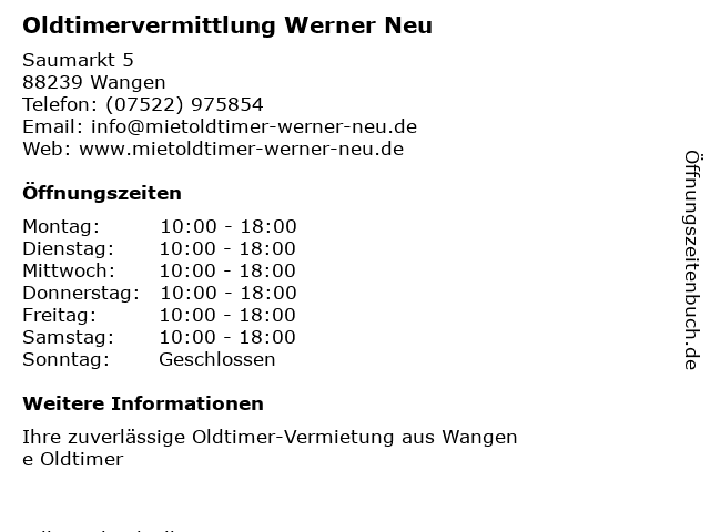 Oldtimervermietung Werner Neu In 88239 Wangen