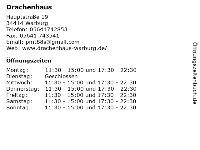 Drachenhaus in Warburg: Adresse und Öffnungszeiten