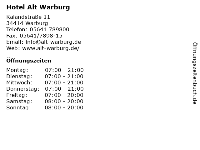 Hotel Alt Warburg in Warburg: Adresse und Öffnungszeiten