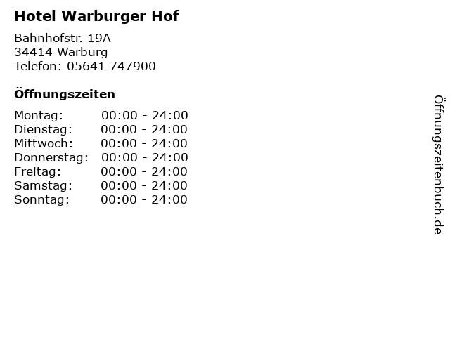 Hotel Warburger Hof in Warburg: Adresse und Öffnungszeiten