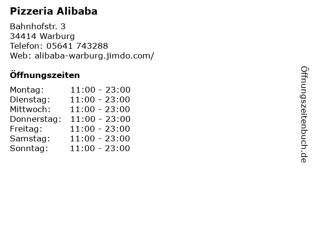 Pizzeria Alibaba in Warburg: Adresse und Öffnungszeiten