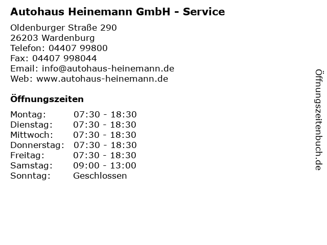 Autohaus Heinemann GmbH - Service in Wardenburg: Adresse und Öffnungszeiten