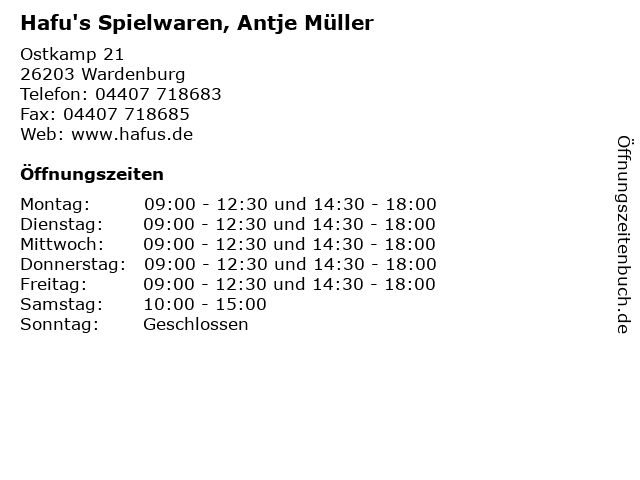 Hafu's Spielwaren, Antje Müller in Wardenburg: Adresse und Öffnungszeiten