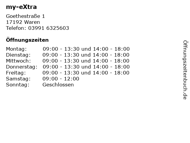 my-eXtra in Waren: Adresse und Öffnungszeiten