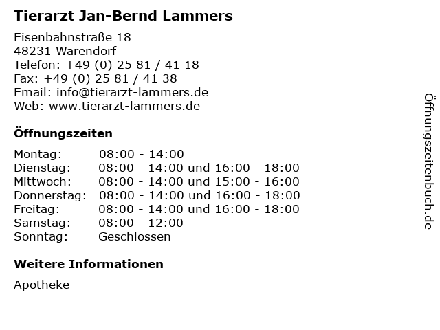 Tierarzt Jan-Bernd Lammers in Warendorf: Adresse und Öffnungszeiten