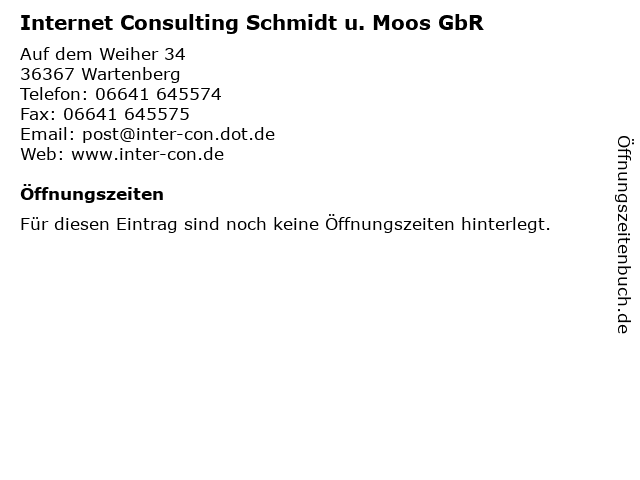 Internet Consulting Schmidt u. Moos GbR in Wartenberg: Adresse und Öffnungszeiten