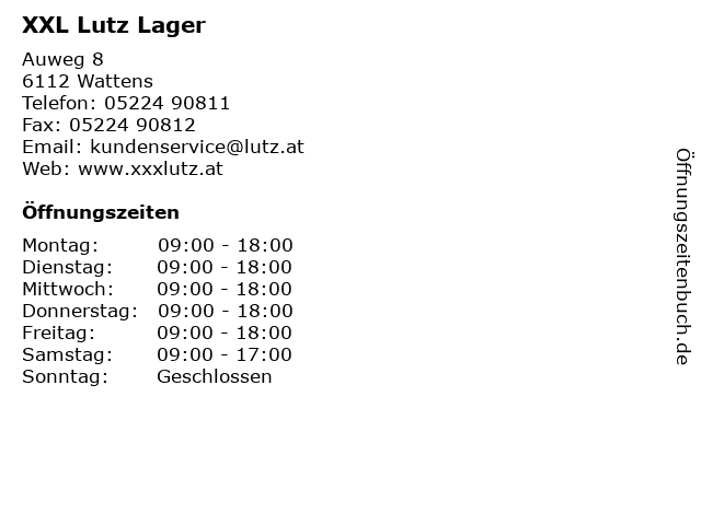 ᐅ Offnungszeiten Xxl Lutz Lager Auweg 8 In Wattens