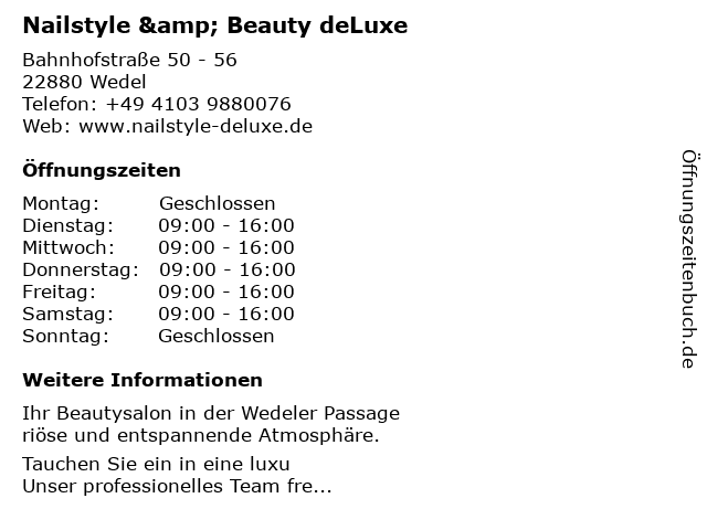 Nailstyle & Beauty deLuxe in Wedel: Adresse und Öffnungszeiten