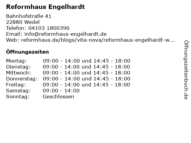 Reformhaus Engelhardt in Wedel: Adresse und Öffnungszeiten