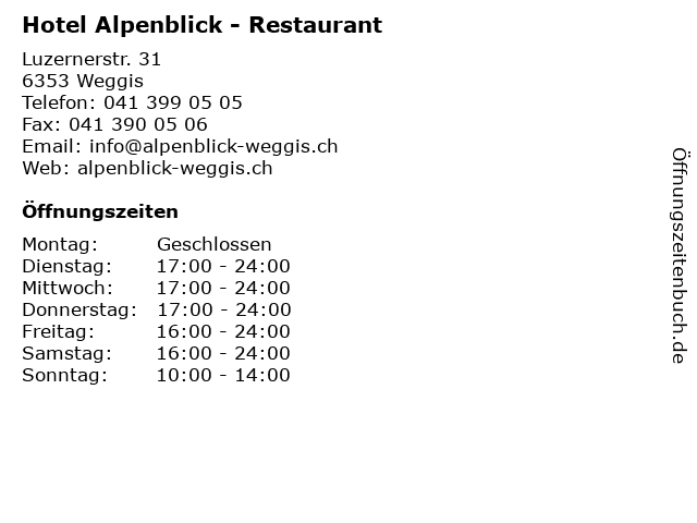 Hotel Alpenblick - Restaurant in Weggis: Adresse und Öffnungszeiten