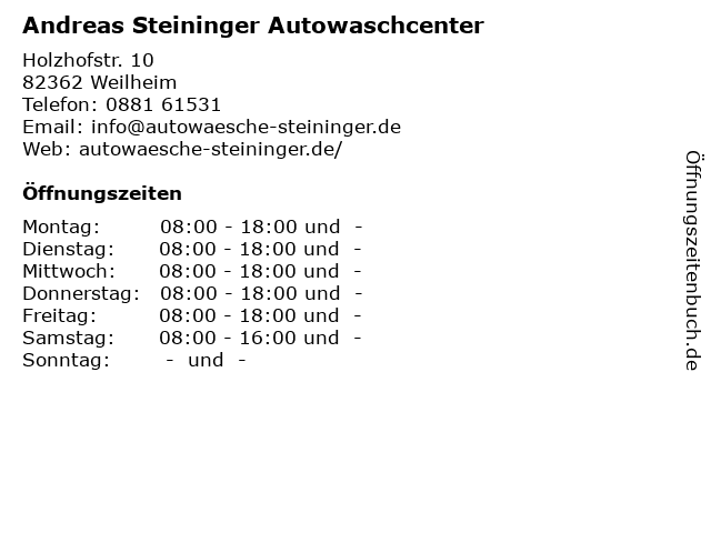 Andreas Steininger Autowaschcenter in Weilheim: Adresse und Öffnungszeiten