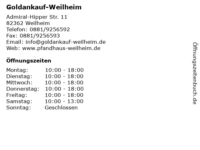 Goldankauf-Weilheim in Weilheim: Adresse und Öffnungszeiten