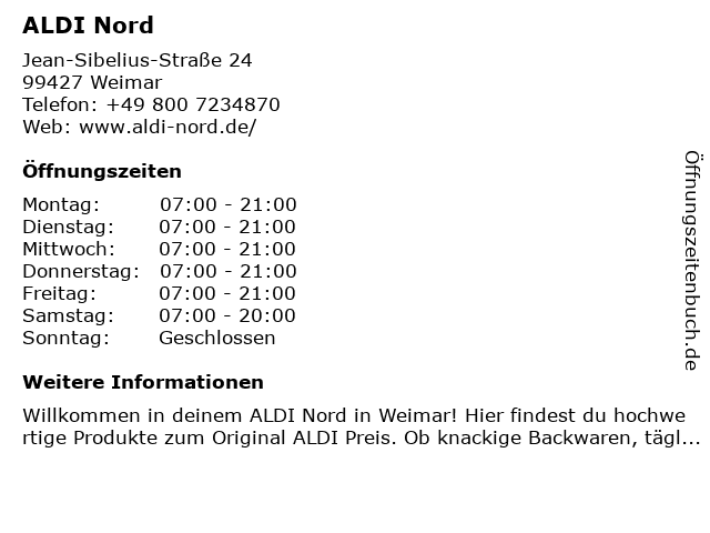 ALDI Nord in Weimar: Adresse und Öffnungszeiten