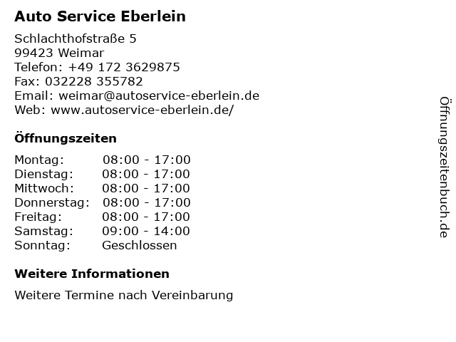 Auto Service Eberlein in Weimar: Adresse und Öffnungszeiten