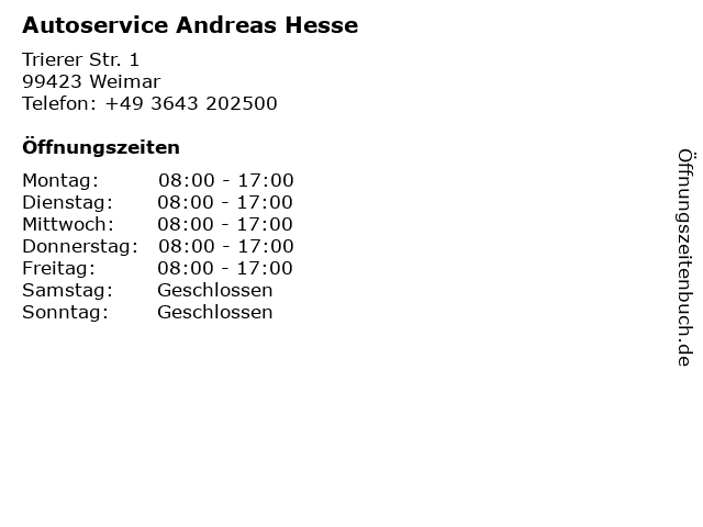Autoservice Andreas Hesse in Weimar: Adresse und Öffnungszeiten