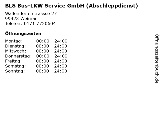 BLS Bus-LKW Service GmbH (Abschleppdienst) in Weimar: Adresse und Öffnungszeiten