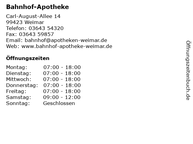 Bahnhof-Apotheke in Weimar: Adresse und Öffnungszeiten