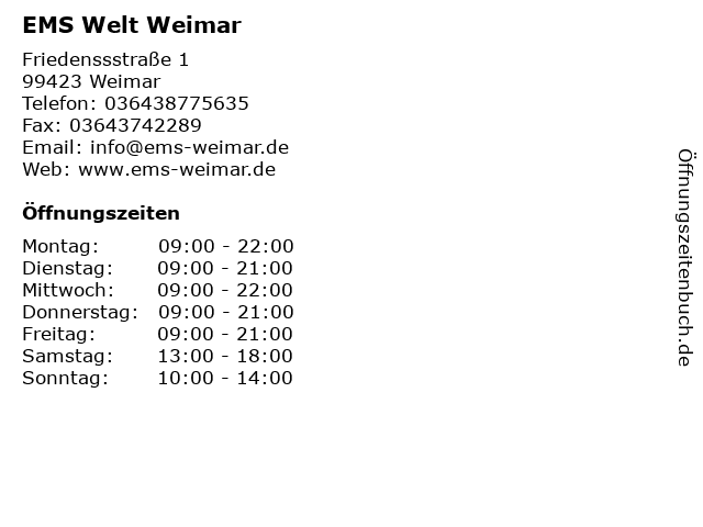 EMS Welt Weimar in Weimar: Adresse und Öffnungszeiten
