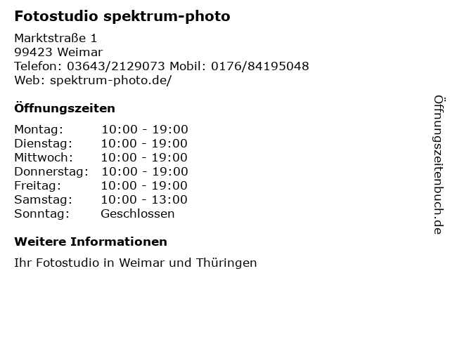 Fotostudio spektrum-photo in Weimar: Adresse und Öffnungszeiten