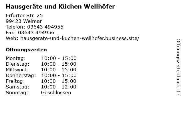 Hausgeräte und Küchen Wellhöfer in Weimar: Adresse und Öffnungszeiten