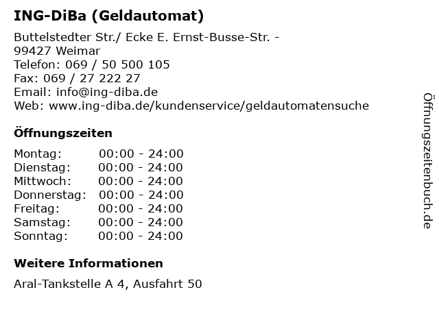 ING-DiBa (Geldautomat) in Weimar: Adresse und Öffnungszeiten