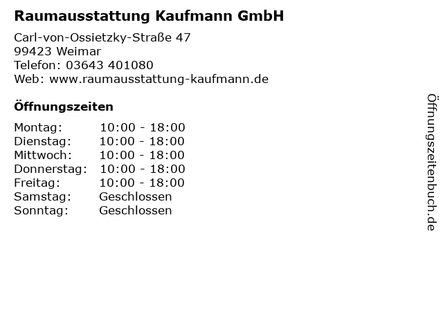 Raumausstattung Kaufmann GmbH in Weimar: Adresse und Öffnungszeiten