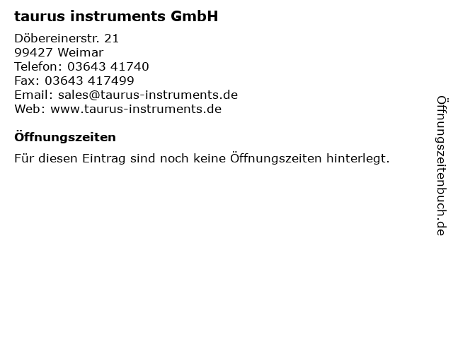 taurus instruments GmbH in Weimar: Adresse und Öffnungszeiten