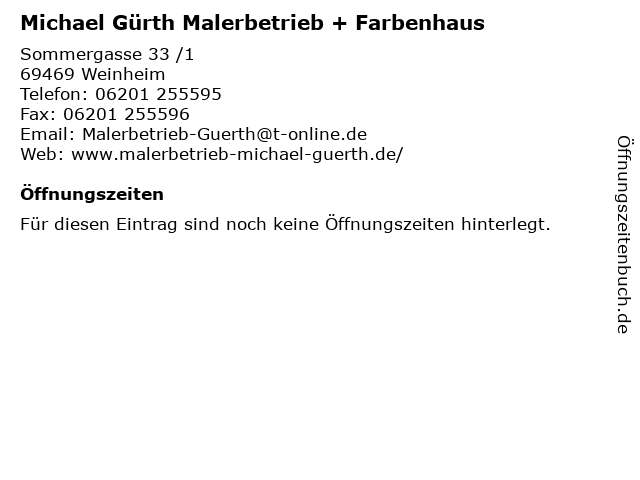 Michael Gürth Malerbetrieb + Farbenhaus in Weinheim: Adresse und Öffnungszeiten