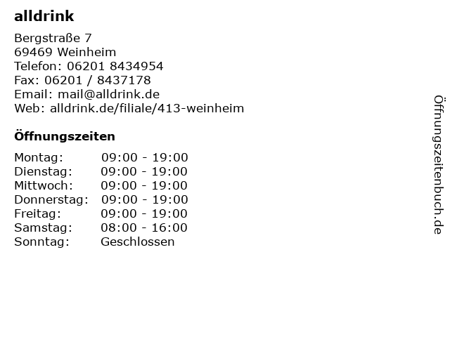 alldrink in Weinheim: Adresse und Öffnungszeiten