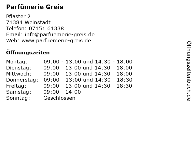 Parfümerie Greis in Weinstadt: Adresse und Öffnungszeiten