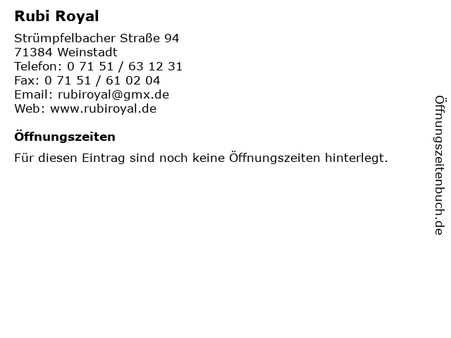 Rubi Royal in Weinstadt: Adresse und Öffnungszeiten