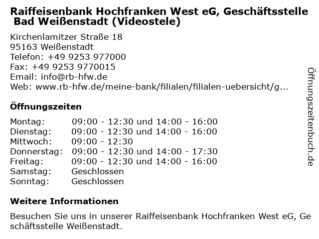 ᐅ Offnungszeiten Raiffeisenbank Gefrees Eg Geschaftsstelle