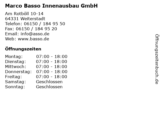 Marco Basso Innenausbau GmbH in Weiterstadt: Adresse und Öffnungszeiten