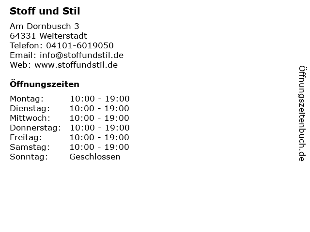 eksistens protein politi ᐅ Öffnungszeiten „Stoff und Stil“ | Am Dornbusch 3 in Weiterstadt