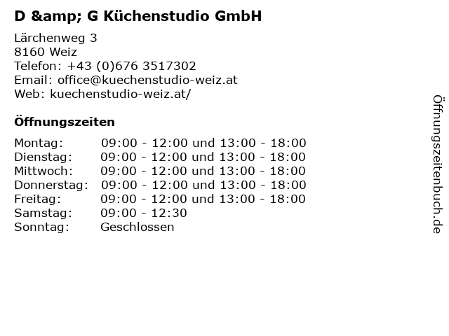 D & G Küchenstudio GmbH in Weiz: Adresse und Öffnungszeiten