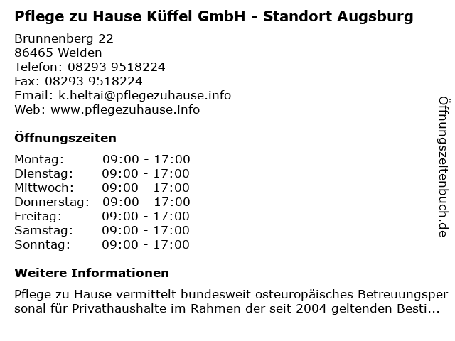 Pflege zu Hause Küffel GmbH - Standort Augsburg in Welden: Adresse und Öffnungszeiten