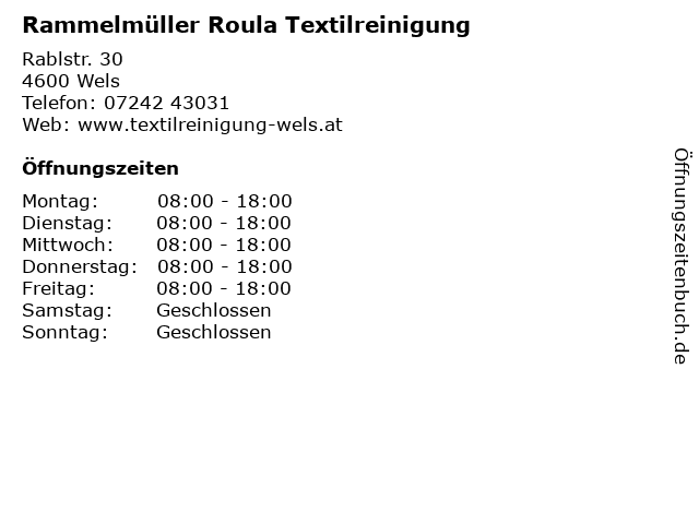 Rammelmüller Roula Textilreinigung in Wels: Adresse und Öffnungszeiten