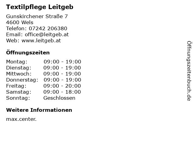 Textilpflege Leitgeb in Wels: Adresse und Öffnungszeiten
