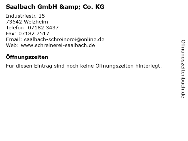 Saalbach GmbH & Co. KG in Welzheim: Adresse und Öffnungszeiten