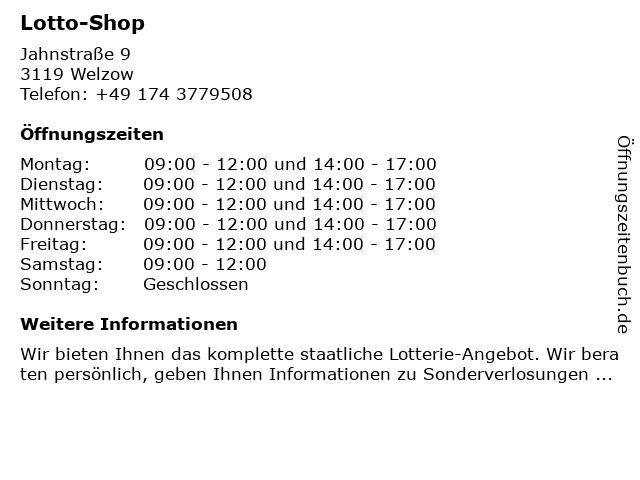 Lotto-Shop in Welzow: Adresse und Öffnungszeiten