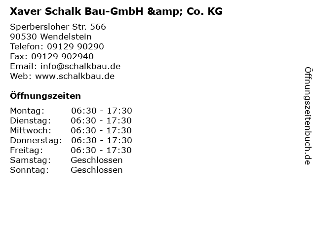 Xaver Schalk Bau-GmbH & Co. KG in Wendelstein: Adresse und Öffnungszeiten