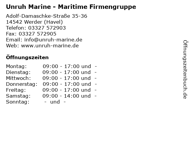 Unruh Marine - Maritime Firmengruppe in Werder (Havel): Adresse und Öffnungszeiten