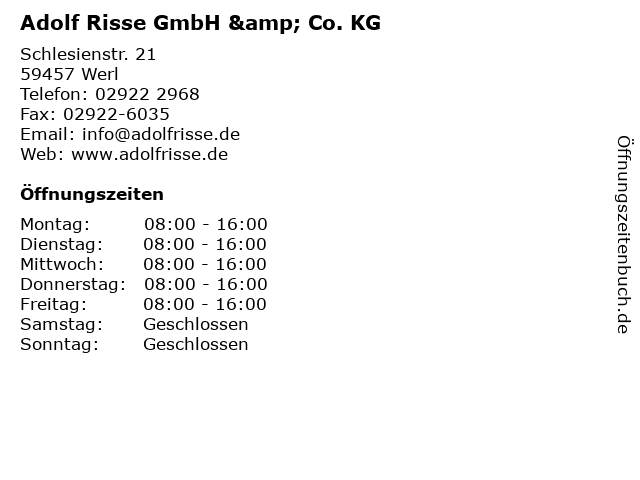 Adolf Risse GmbH & Co. KG in Werl: Adresse und Öffnungszeiten