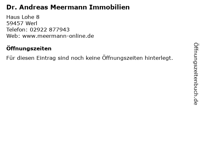 ᐅ Offnungszeiten Dr Andreas Meermann Immobilien Haus Lohe 8