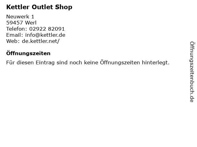 ᐅ Offnungszeiten Kettler Outlet Shop Werl Neuwerk 1 In Werl