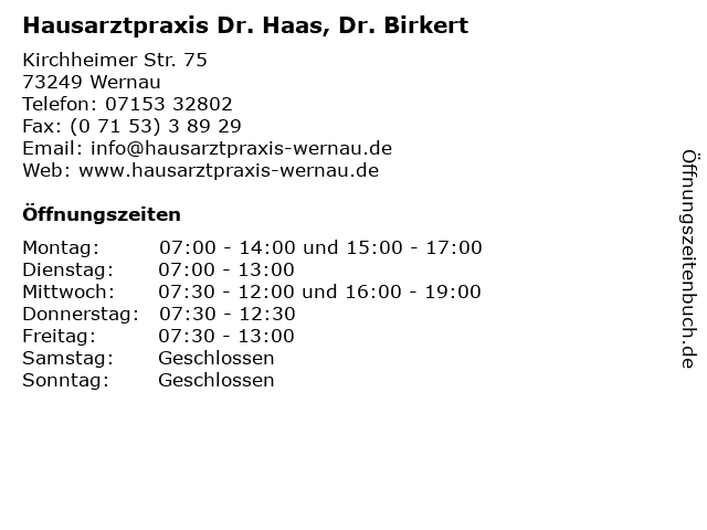á Offnungszeiten Hausarztpraxis Dr Haas Dr Schneider Kirchheimer Str 75 In Wernau