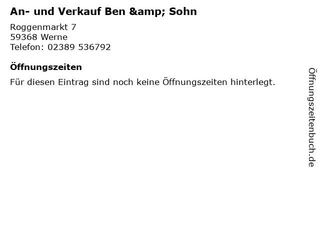 An- und Verkauf Ben & Sohn in Werne: Adresse und Öffnungszeiten