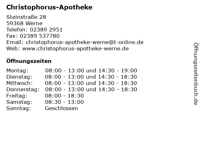 Christophorus-Apotheke in Werne: Adresse und Öffnungszeiten