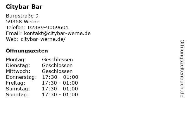 Citybar Bar in Werne: Adresse und Öffnungszeiten