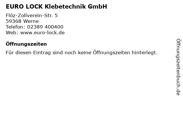 EURO LOCK Klebetechnik GmbH in Werne: Adresse und Öffnungszeiten